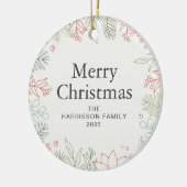 Bloemen Kerstkrans Familie Foto Keramisch Ornament (Links)
