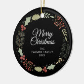 Bloemen Kerstkrans Familie Foto Keramisch Ornament (Links)