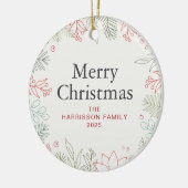 Bloemen Kerstkrans Familie Foto Keramisch Ornament (Links)