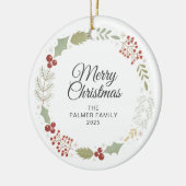 Bloemen Kerstkrans Familie Foto Keramisch Ornament (Links)
