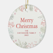 Bloemen Kerstkrans Familie Foto Keramisch Ornament (Links)