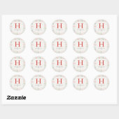 Bloemen Kerstkrans Familie Monogrammed Naam Ronde Sticker (Vel)