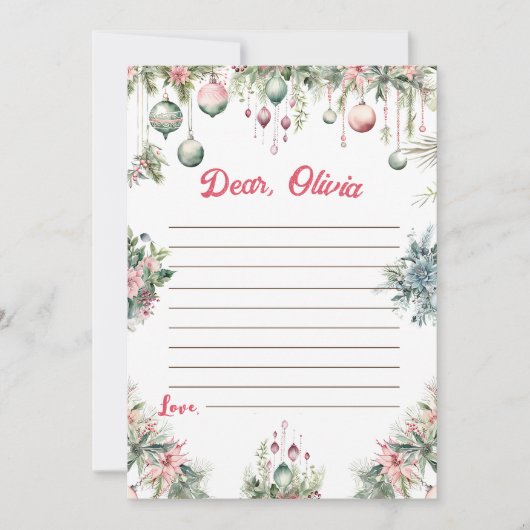 Bloemen Kerstmis Capsule Note Bericht Kaart (Voorkant)