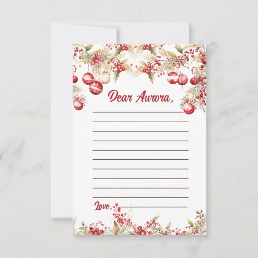 Bloemen Kerstmis Capsule Note Bericht Kaart (Voorkant)