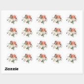 Bloemen Kerstmis Ronde Sticker (Vel)