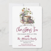 Bloemen Kerstmis Tea Party Kaart (Voorkant)