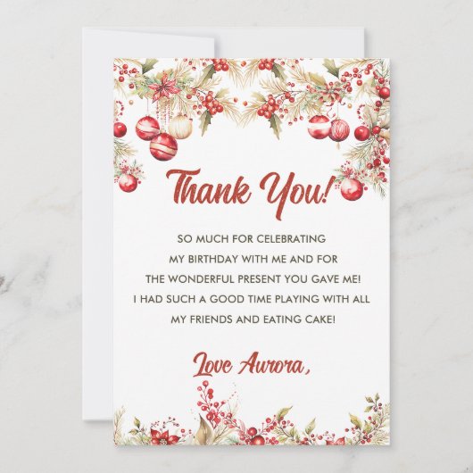 Bloemen Kerstmis Verjaardagsfeest Dank u kaart (Voorkant)