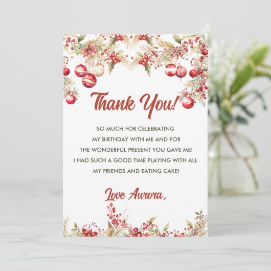 Bloemen Kerstmis Verjaardagsfeest Dank u kaart (Staand voorkant)