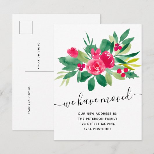 Bloemen Kerstmis winter bewegende aankondiging (Voorkant / Achterkant)