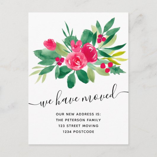 Bloemen Kerstmis winter bewegende aankondiging (Voorkant)