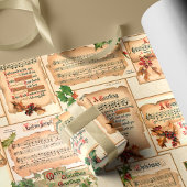  Bloemen Kerstmuziek op Antiek Scrolls Cadeaupapier