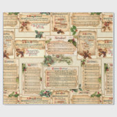  Bloemen Kerstmuziek op Antiek Scrolls Cadeaupapier (Vlak)