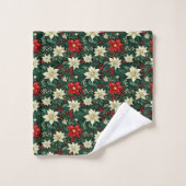 Bloemen kerstpatroon bad handdoek (Wasdoekje)