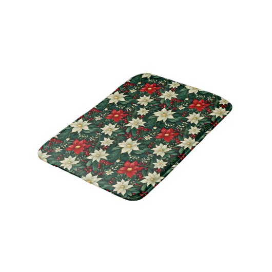 Bloemen kerstpatroon badmat (Gekanteld)