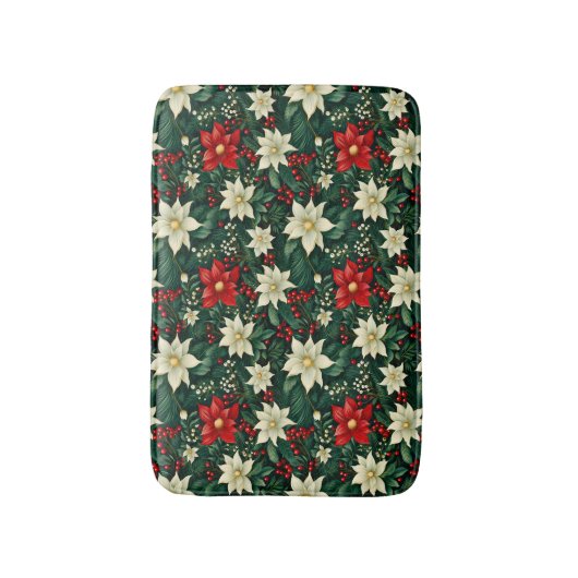 Bloemen kerstpatroon badmat (Voorkant Verticaal)