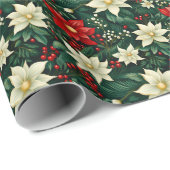 Bloemen kerstpatroon cadeaupapier (Rol Hoek)