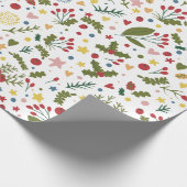 Bloemen kerstpatroon cadeaupapier (Hoek)