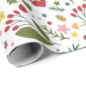 Bloemen kerstpatroon cadeaupapier (Rol Hoek)