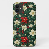 Bloemen kerstpatroon Case-Mate iPhone case (Achterkant)