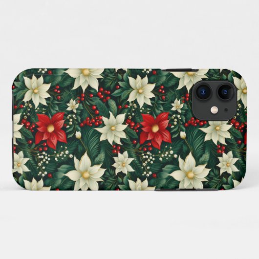 Bloemen kerstpatroon Case-Mate iPhone case (Achterkant (horizontaal))