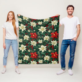 Bloemen kerstpatroon fleece deken