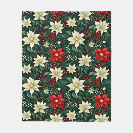 Bloemen kerstpatroon fleece deken (Voorkant)