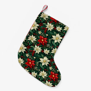 Bloemen kerstpatroon kleine kerstsok