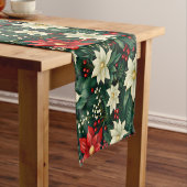 Bloemen kerstpatroon korte tafelloper (Voorbeeld)