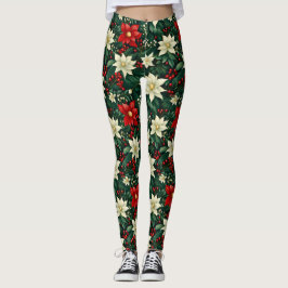 Bloemen kerstpatroon leggings