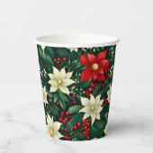 Bloemen kerstpatroon papieren bekers (Achterkant)