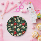 Bloemen kerstpatroon papieren bordje (Feest)