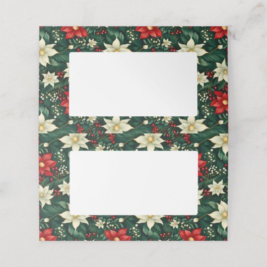 Bloemen kerstpatroon plaatskaartje (Buitenkant ongevouwen)