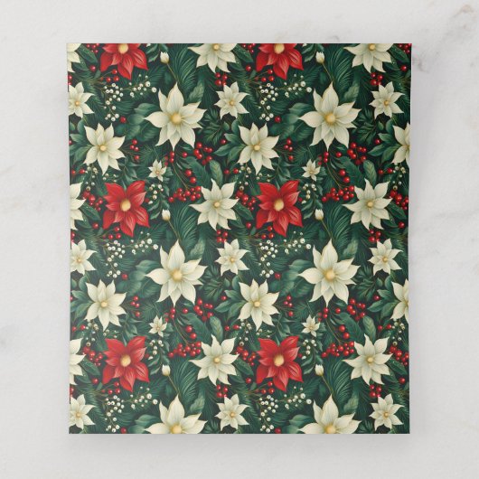 Bloemen kerstpatroon plaatskaartje (Binnenkant ongevouwen)