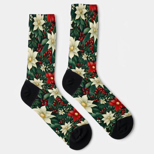 Bloemen kerstpatroon sokken (Rechts)