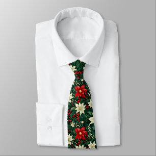 Bloemen kerstpatroon stropdas