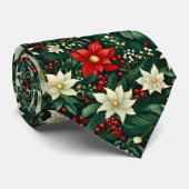 Bloemen kerstpatroon stropdas (Opgerold)