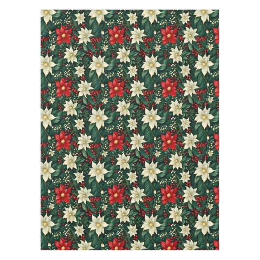 Bloemen kerstpatroon tafelkleed (Voorkant)