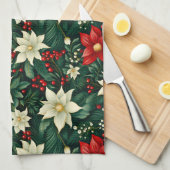 Bloemen kerstpatroon theedoek (Quarter Fold)