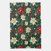 Bloemen kerstpatroon theedoek (Verticaal)