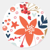 Bloemen Kerstvakantie envelop Ronde Sticker (Voorkant)