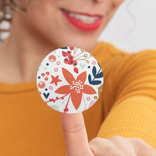 Bloemen Kerstvakantie envelop Ronde Sticker