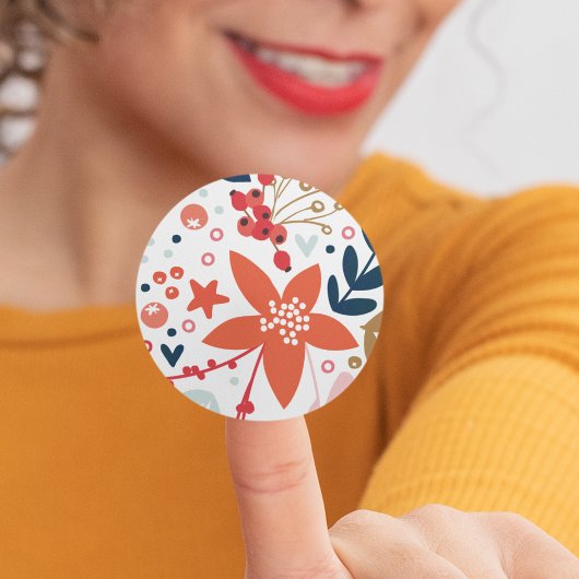 Bloemen Kerstvakantie envelop Ronde Sticker