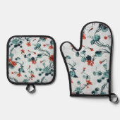 Bloemen Keuken Set - Potholder & Ovenwanten (Voorkant)