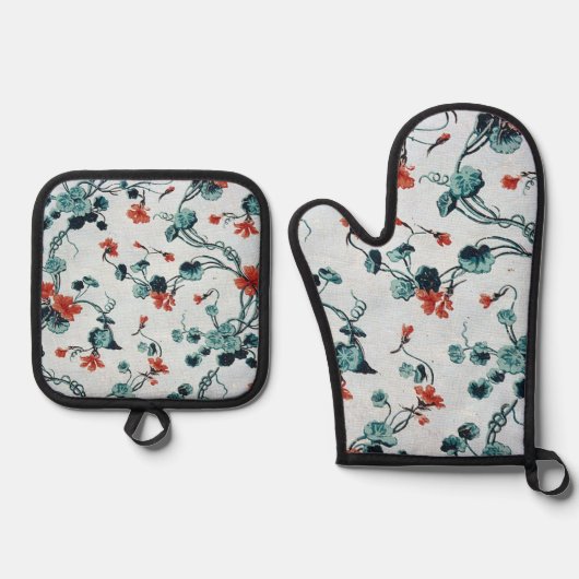 Bloemen Keuken Set - Potholder & Ovenwanten (Voorkant)