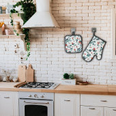 Bloemen Keuken Set - Potholder & Ovenwanten