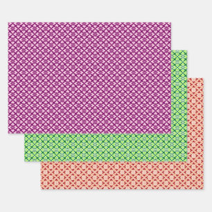 Bloemen Kimono print, pruim, jade, perzik inpakpap Inpakpapier Vel