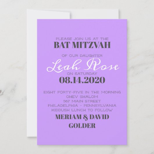 BLOEMEN KIND Bar Bat Mitzvah Uitnodiging (Voorkant)