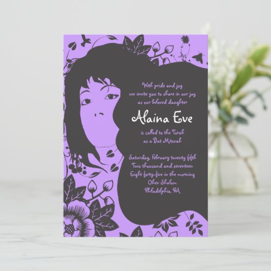 BLOEMEN KIND Bar Bat Mitzvah Uitnodiging (Staand voorkant)