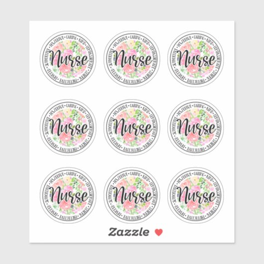 Bloemen Kind en Zorgzame Verpleegkundige Stickers (Vel)