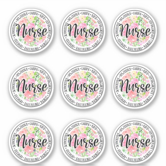 Bloemen Kind en Zorgzame Verpleegkundige Stickers (Voorkant)